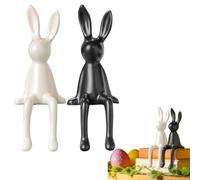 1Pcs Ceramic Easter Bunny Decorations, Cute Sitting Bunny Figurine, Aesthetic Easter Rabbit Sculpture, Easter Decorations Statue for Home Office, Bedroom Bookshelf, Cabinet, Tabletop (W+B)