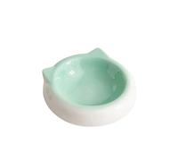 1Pcs Ceramic Flat Bottomed Cat Ear Shape Food Bowl Dining Plate Anti Overturning Pet Supplies Drinking Bowl(A)
