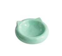 1Pcs Ceramic Flat Bottomed Cat Ear Shape Food Bowl Dining Plate Anti Overturning Pet Supplies Drinking Bowl(E)