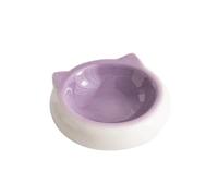 1Pcs Ceramic Flat Bottomed Cat Ear Shape Food Bowl Dining Plate Anti Overturning Pet Supplies Drinking Bowl(B)