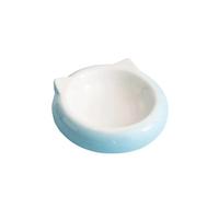 1Pcs Ceramic Flat Bottomed Cat Ear Shape Food Bowl Dining Plate Anti Overturning Pet Supplies Drinking Bowl(D)