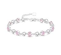 1PCS Charm Pink Silver Love Diamond Bracelet, Suitable for Giving to Partner, Family, Friends on Valentine'S Day, Anniversaries, Holidays, Birthdays, Suitable for Dating, Dinner, Shopping, Festivals