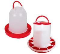 1Pcs Chicken Feeder and 1Pcs Chicken Water Dispenser Set, 1.5L Poultry Feeder and Drinker for Chickens Ducks Quail, Hanging or Floor Use Plastic Poultry Feeding Equipment