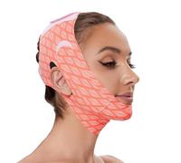 1Pcs Chin Strap for Sleeping, Jawline Shaper, Comfortable and Breathable Face Lifting Chin Strap for Sleeping, Suitable for Women and Men, Orange-Pink