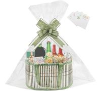 1Pcs Christmas Hamper Basket Gift Baskets Empty Woven Bamboo Gift Basket with 2 Bags,2 Pull Bows and Shredded Paper Hamper Baskets for Baby Shower, Birthday,Housewarming（30x20x16cm） (1PCS)