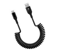 1PCS Coiled USB A to USB C Cable,Retractable Android Auto Cable - Fast Charging for iPhone 15 16, Samsung & Android Charger (6FT Retractable)
