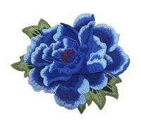 1Pcs Colour Embroidery Patches, Patch Applique DIY Accessories,Embroidered Iron on or Sew On Patch for Jackets, Clothing, Dress, Jeans, Hat, Backpacks, Clothes (Dark Blue Flower)