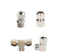 1Pcs Copper Nickel Plating Ferrule Compression Pipe Fitting Connector 1/8 1/4 3/8 1/2 Thread 4 6 8 10 12 14 16mm Tube Adapter PC(12-04 (12mm-1l2),PB)