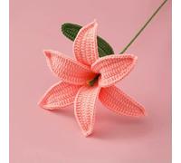 1Pcs Crochet Lily Flowers Creative Hand-knitted Lilies Flower Bouquet Wedding Party Home Decor-watermelon