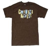 1PCS Crowded House Distressed Name Logo Brown T Shirt Band MerchCasual Round Neck T Shirt Black L