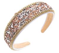 1Pcs Crystal Embellished Headbands Wide Rhinestone Hairband Bling Diamond Hairbands Non-slip Beads Headbands for Women (coffe13a)