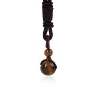 1PCS Crystal Round Stone Bead Pendant, Natural Gemstone Necklace Natural Tigers Eye Crystal Necklace for Men and Women Round Bead Tiger Eye Necklace on Adjustable Cord Crystals Pendant Jewelry Tiger