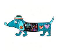 1PCS Cute Dachshund Enamel Brooch Pins, Cartoon Sausage Dog Lapel Pins with Floral Heart Design, Colorful Enamel Badge Pins for Jackets Backpacks Hats, Gift for Women Girls Dog Pet Lovers, One Size