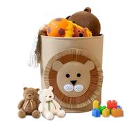 1Pcs Cute patterns 35cm*35 of cmtoy basket, Generic Foldable Animal Print Brown Nursery Storage Basket, Applicable to for Kids Toys Room, Easy Carry Handles - Toy Box for Children's Room (lions)