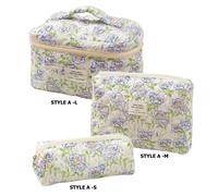 1Pcs Cute Quilted Cotton Makeup Bag Women Zipper Cosmetic Organizer Cloth Handba