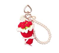 1Pcs Cute Sweet Multi Colored Yarn Knitting Hand-Held Flower Pendant Ornaments Charm Car Key Ring Backpack Decor for Girls Gift