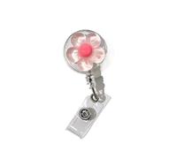 1pcs Cute Transparent Floral Badge Reel for Women Retractable Worker ID Card Pull Buckle Doctore Nurse Holder Clip for Key Ring Id Card(Color2)