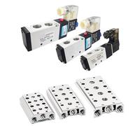 1pcs Cylinder Control Solenoid Valve 4V210-08 Group Two-Position Five-Way Group Valves DC12V DC24V AC220V AC110V Manifold Base(4V210-08 1F,DC24V)