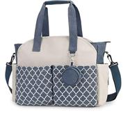 1pcs Diaper Bag Tote with Changing Station Upgrade Multi-Function Baby Bag with Adjustable Shoulder Strap （Deep blue+beige）