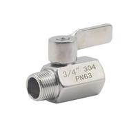 1PCS DN20 3/4'' Ball Valve, Stainless Steel Mini Ball Valve NPT Female Male Thread Shut Off Valve