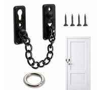 1PCS Door Chain, Door Security Chain, Anti-theft Safety Latch Lock with Spring Button Safety Buckle and 4 Screws, Stainless Steel Bold Chains for Hotel Apartment Home Bedroom Window Cabinet, Black