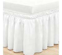 1pcs Double Bed Valance Sheet White, Bed Skirt Pleated Wrap Around 135 x 200 cm for Double Size Bed Frame and Platform