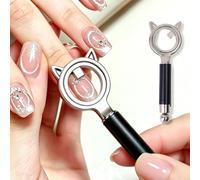 1pcs Double-Ended Cat Ear Circular Magnetic Nail Art Tool 7.6cm (Black) | Dual Cat Eye Gel Nail Polish Sturdy Magnet Tool with Round Beads, Multifunctional Cat-Eye Nail Art Effect at Home or Salon