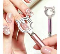 1pcs Double-Ended Cat Ear Circular Magnetic Nail Art Tool 7.6cm (Pink) | Dual Cat Eye Gel Nail Polish Sturdy Magnet Tool with Round Beads, Multifunctional Cat-Eye Nail Art Effect at Home or Salon