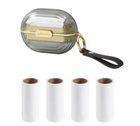1Pcs Double-Sided Travel Lint Roller Set - Mini Reusable Lint Rollers with Hand Strap & 4Refills, Portable for Clothes, Bags, & Dust Removal