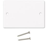 1pcs Dual, 2 Gang Blanking Plate Cover Faceplate for Electrical Sockets Back Box White, with Screws