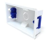 1pcs Dual 2 Gang Dry Lining Back Plasterboard Surface Pattress Box with Adjustable Lugs 35mm Deep, for Faceplate