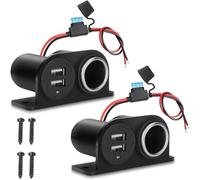 1PCS Dual USB Outlet Cigarette Lighter Socket Splitter with Blade Fuse, 12V 4.2A Car Charger Power Adapter Replacement Waterproof Plug Female 21W for RV Marine Boat Motorcycle Truck ATV UTV Van etc