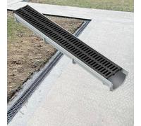 1pcs Durable Trench Drain Kit for Yard, Lawn and Sidewalk - Customizable Garden Drainage Channels with Grating(LxWxH 100x15x20cm)