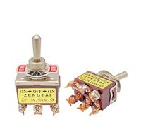 1PCS E-TEN Series Rocker Button Switch 2-12Pin ON-OFF-ON Silver Copper Pin 12mm 250V 15A Rocker Toggle Switch IDGTTLDF(1P 223 (ON)-OFF-(ON))