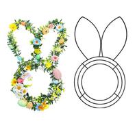 1Pcs Easter Garden Metal Frame Wire Egg Wire Wreath Frame, Floral Garden Easter Bunny Shaped Wreath Form for Wreath Making DIY Craft Project Indoor Outdoor Holiday Hanging (Bunny)