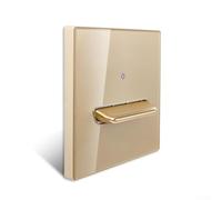 1PCS Elegant Gold Tempered Glass Switch with Blue LED Indicator, AC110-250V for toggle Button for Residential Commercial Use, 86x86mm Fit(4 Gang 2 Way)