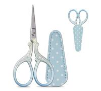 1PCS Embroidery Scissors Small Craft Stainless Steel Scissors,Stainless Steel CraftScissors for Sewing Threading Needlework Handicraft Trimming with Leather Protective Case Blue