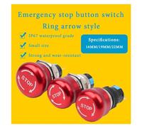 1PCS Emergency Stop Metal Button 16mm/19mm/22mm Waterproof Mushroom Knob Switch Push Head Rotating Latch Pin Terminal Normal 1NO 1NC(16mm,2NO 2NC(6 Pin))