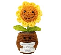 1Pcs Emotional Support Crochet, Crochet Sunflower Gift for Stress Relief and Comfort, Handmade Knitted Sunflower Plant for Desk Decor and Emotional Support, Encouragement Gift for Office and Home Use
