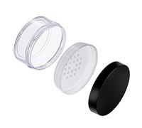 1PCS Empty Refillable Plastic Loose Powder Puff Box Foundation Make-up Powder Blush Case Container Jar Pot With Sifter Filter And Black Lid(Clear) size 30ml/1oz