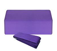 1pcs EVA Yoga Blocks Cotton Strap Set for Pilates Nonslip Surface Beveled Edges Stability Support 72in -Skid Optimal Alignment Deeper Poses Strength Training