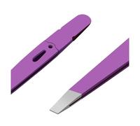 1Pcs Eyebrows Tweezers Colorful Beauty Fine Hairs Puller Makeup Tools Stainless Steel Slanted Eye Brow Clips Removal for Ingrown Hair, Blackhead Removal(Purple)