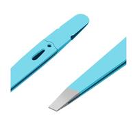1Pcs Eyebrows Tweezers Colorful Beauty Fine Hairs Puller Makeup Tools Stainless Steel Slanted Eye Brow Clips Removal for Ingrown Hair, Blackhead Removal(Blue)