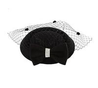 1Pcs Fascinator Hat Bowknot Pillbox Fascinator Mesh Veil Headband with Hair Clip Tea Party Headwear for Women Girls Birthday Costume Accessory Black