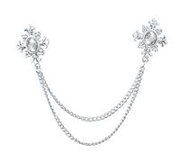 1PCS Fashion Tassel Crystal Cross Chain Brooch Women's Shirt Collar Pins and Brooches Personality Lapel Pin Buckle Women Accessories (G A)