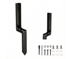 1PCS Fence Post Repair Kit, Heavy Duty Steel Fence Post Anchor, Adjustable Angle & Sliding Design for 4x4 Posts, Fix Leaning Broken Rotting Fence, Ground Spike Support Stakes