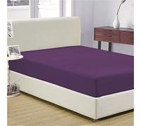 1Pcs Fitted Sheet Single Size,100% Egyptian Cotton 800 Thread Count (30cm Deep pocket) Soft & Fade Resistant Bedding Set - Plum Solid