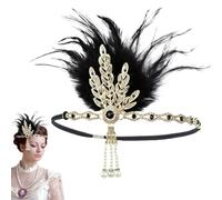 1Pcs Flapper Headband Feathers are Firm and Beads are Firm 1920s Headband Vintage Exquisite Elegant and Noble Gatsby Headpiece for the Great Gatsby themed Party Homecoming Prom Pageant Wedding Party