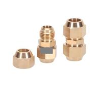 1pcs Flared Brass Straight Through Pipe Fittings 6/8/10/12/14mm Tube Connector Fitting Air Conditioning Extension Tool Fitting(Pipe 14mm)