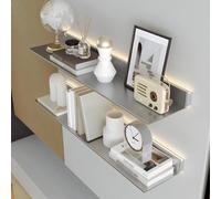 1pcs Floating Wall Shelves with LED Light, Wall Mounted Aluminum Alloy Plant Shelf or Bookshelf, Light-Emitting Shelves, for Bedroom Living Room Decoration Storage Plant ( Color : Gray , Size : 120x23